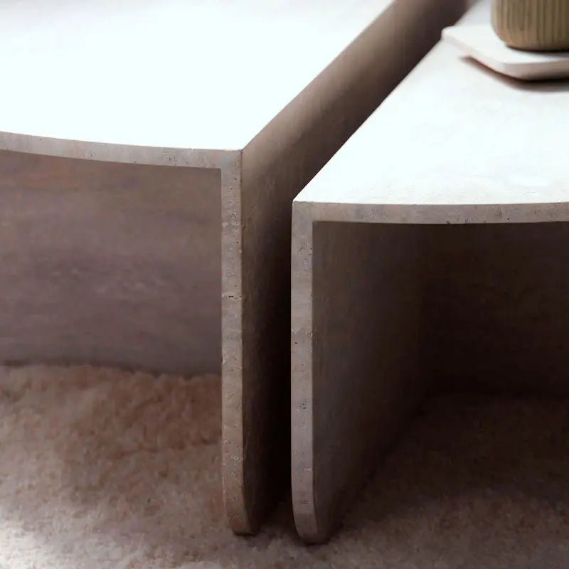Table Basse Apollo en Travertin - Modernista Maroc