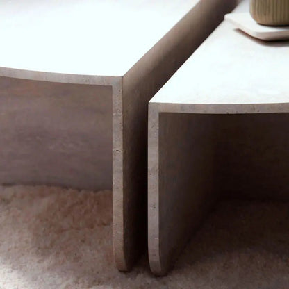 Table Basse Apollo en Travertin - Modernista Maroc