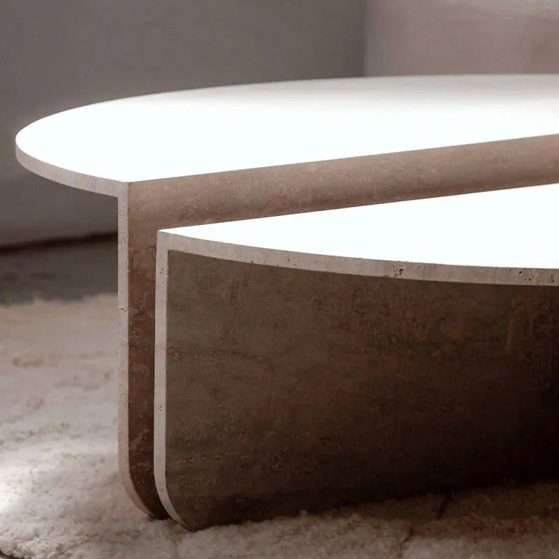 Table Basse Apollo en Travertin - Modernista Maroc