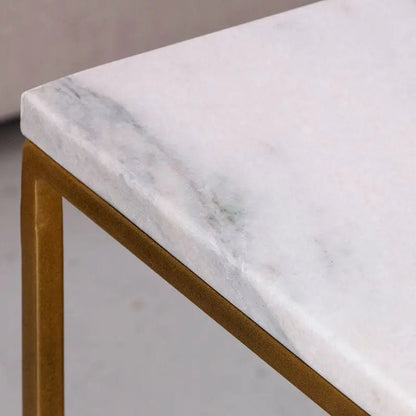 Table Basse Carrée dorée en marbre blanc- Divers Marbre et Dimensions - Modernista Maroc
