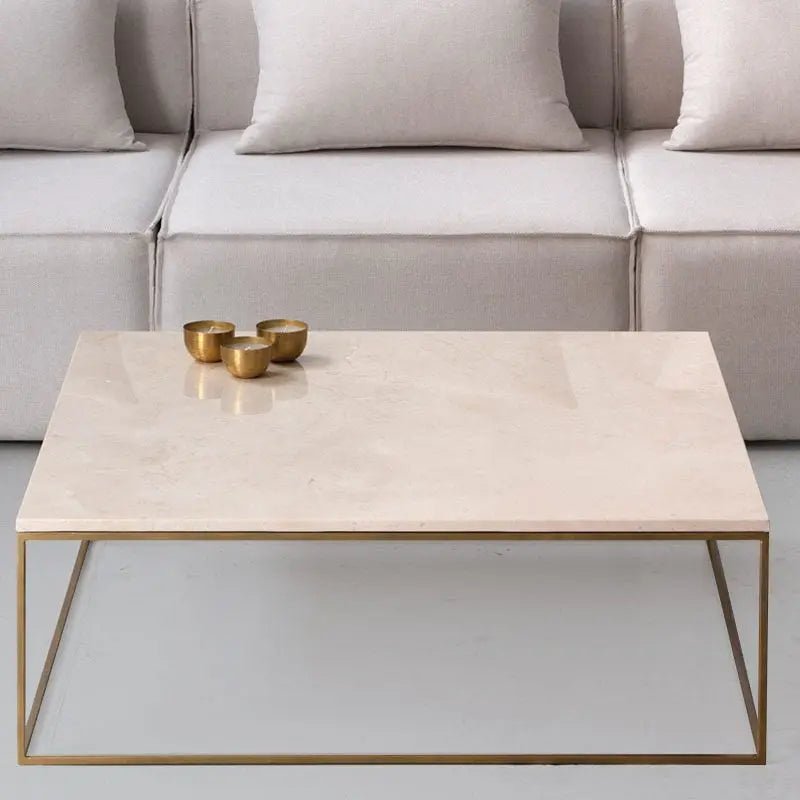 Table Basse Carrée dorée en marbre blanc- Divers Marbre et Dimensions - Modernista Maroc