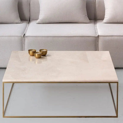 Table Basse Carrée dorée en marbre blanc- Divers Marbre et Dimensions - Modernista Maroc