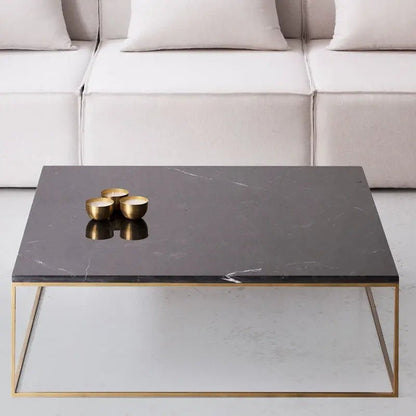 Table Basse Carrée dorée en marbre blanc- Divers Marbre et Dimensions - Modernista Maroc