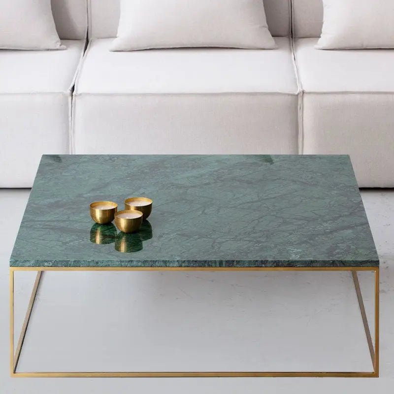 Table Basse Carrée dorée en marbre blanc- Divers Marbre et Dimensions - Modernista Maroc