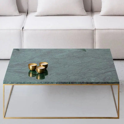 Table Basse Carrée dorée en marbre blanc- Divers Marbre et Dimensions - Modernista Maroc