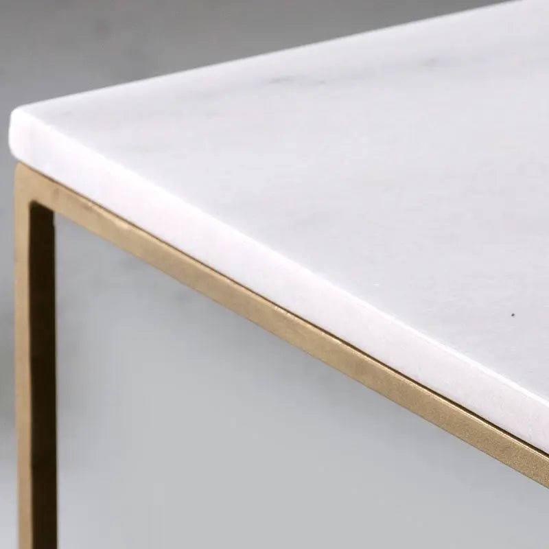 Table Basse Carrée dorée en marbre blanc- Divers Marbre et Dimensions - Modernista Maroc