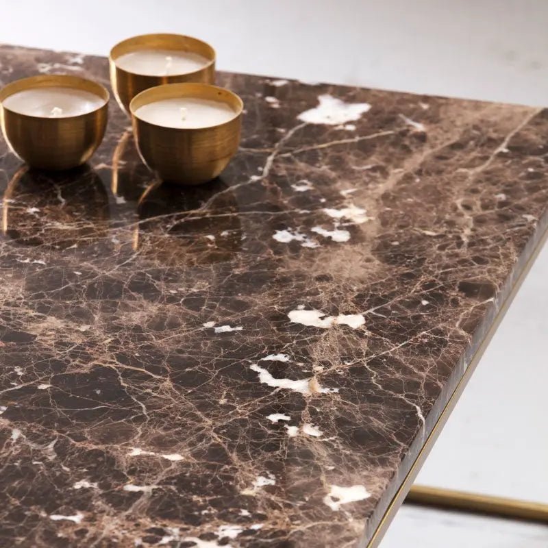 Table Basse Carrée dorée en marbre blanc- Divers Marbre et Dimensions - Modernista Maroc