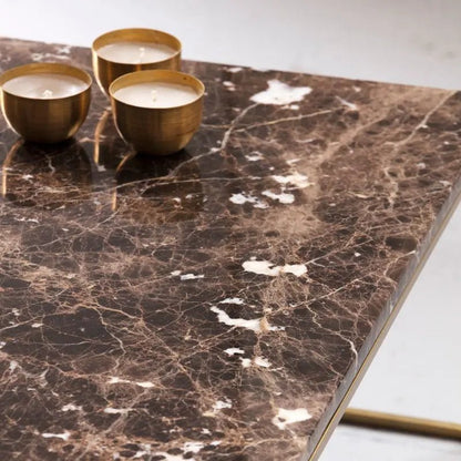 Table Basse Carrée dorée en marbre blanc- Divers Marbre et Dimensions - Modernista Maroc