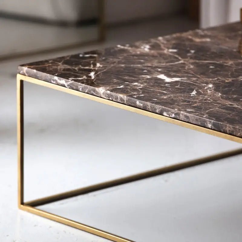 Table Basse Carrée dorée en marbre blanc- Divers Marbre et Dimensions - Modernista Maroc
