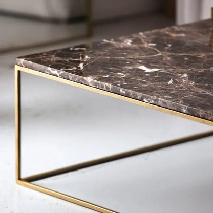 Table Basse Carrée dorée en marbre blanc- Divers Marbre et Dimensions - Modernista Maroc