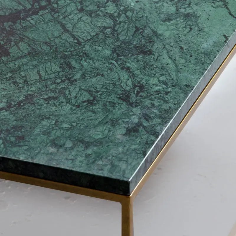 Table Basse Carrée dorée en marbre blanc- Divers Marbre et Dimensions - Modernista Maroc
