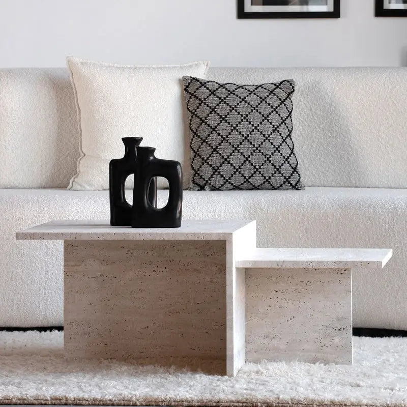 Table Basse Citrine en Travertin - Modernista Maroc
