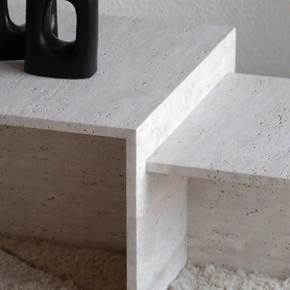 Table Basse Citrine en Travertin - Modernista Maroc