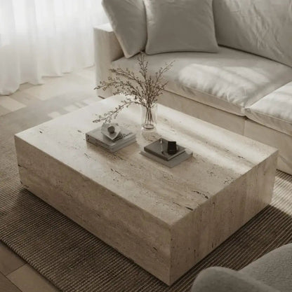 Table Basse Cube en Travertin - Modernista Maroc