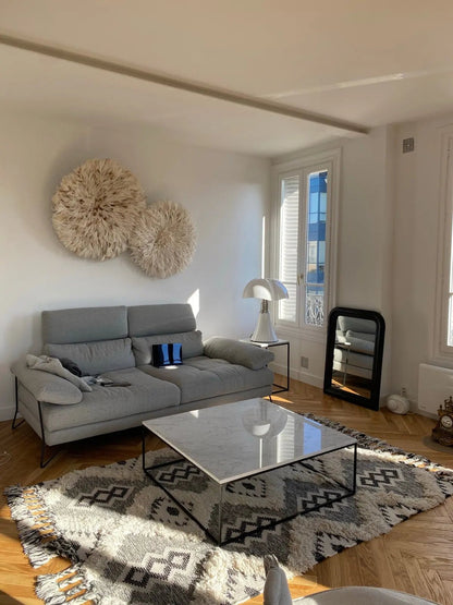 Table Basse en Marbre Blanc de Carrare - Support Minimaliste - Modernista Maroc