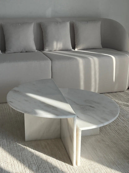 Table Basse en Marbre Blanc - Nola - Modernista Maroc