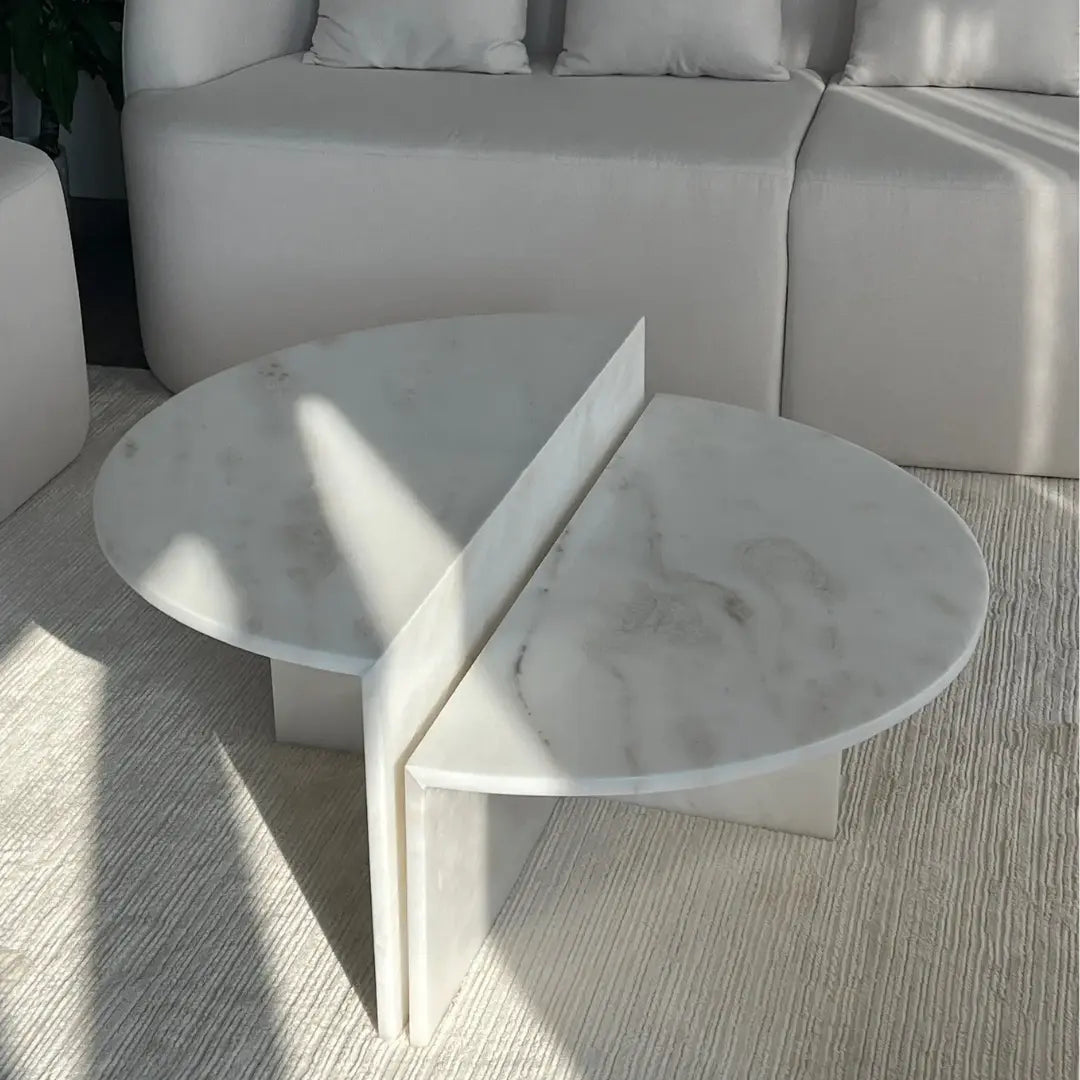 Table Basse en Marbre Blanc - Nola - Modernista Maroc