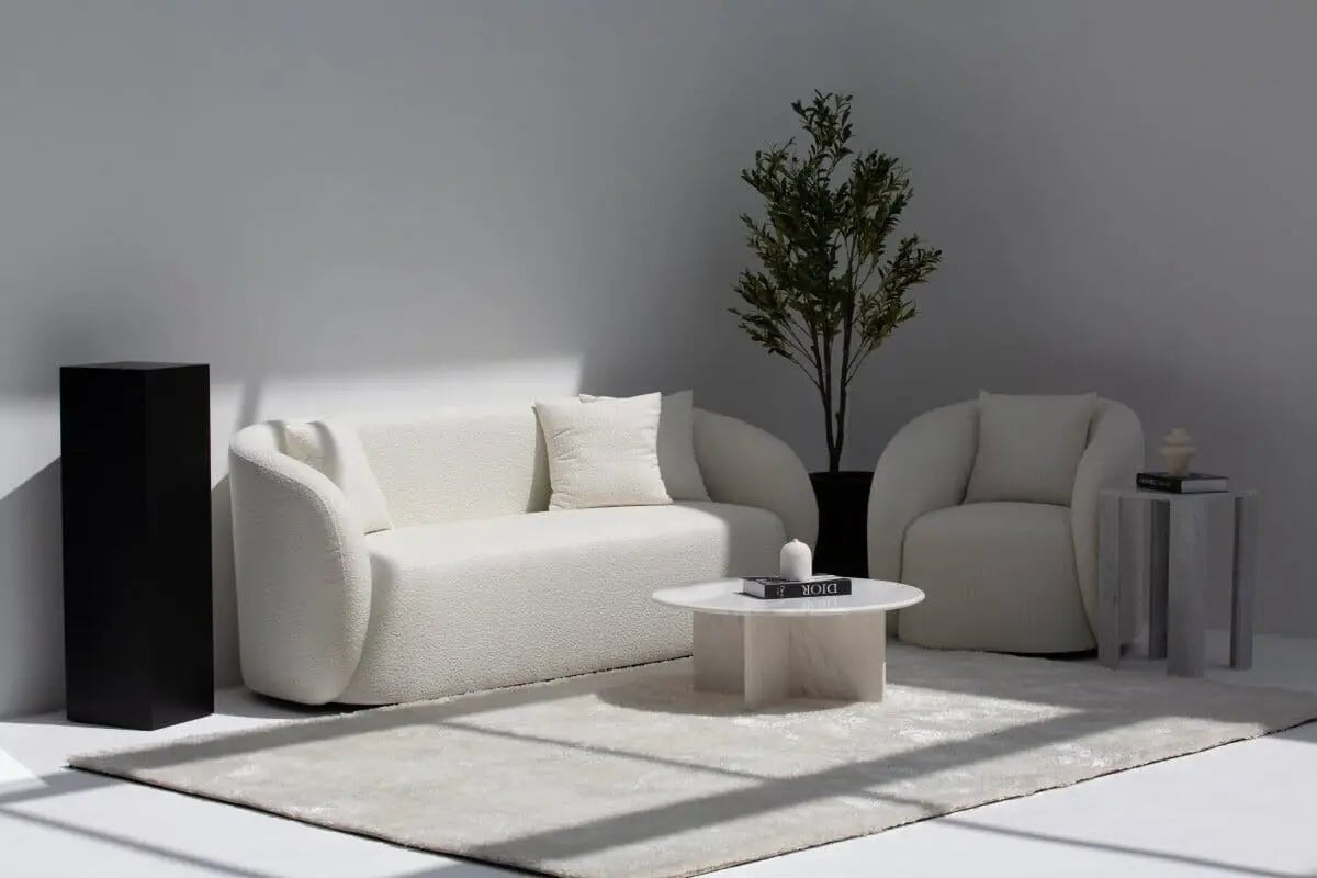 Table basse en marbre Blanc Saphir - Modernista Maroc