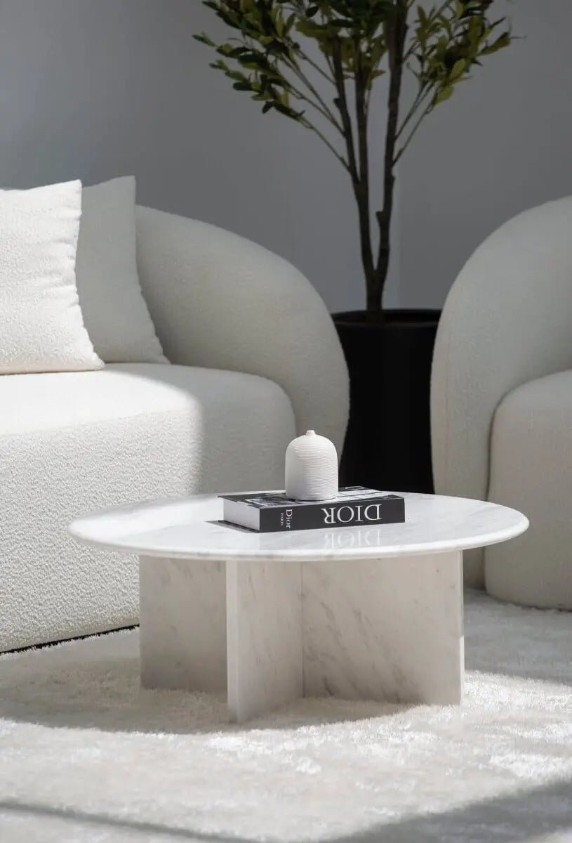 Table basse en marbre Blanc Saphir - Modernista Maroc