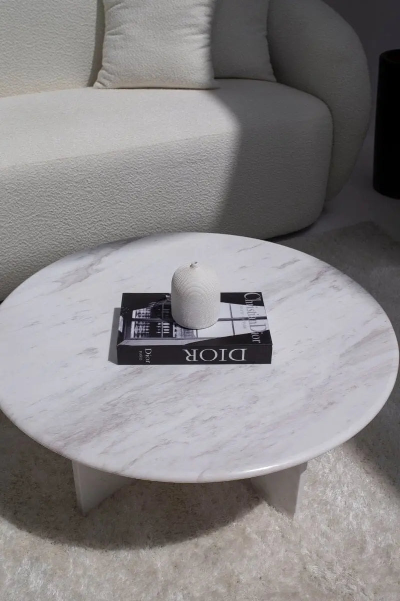 Table basse en marbre Blanc Saphir - Modernista Maroc