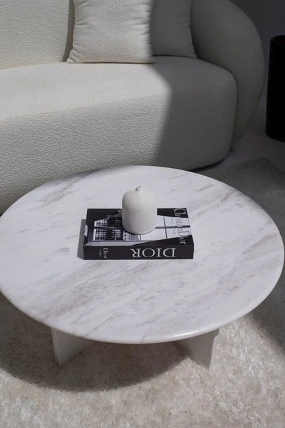 Table basse en marbre Blanc Saphir - Modernista Maroc