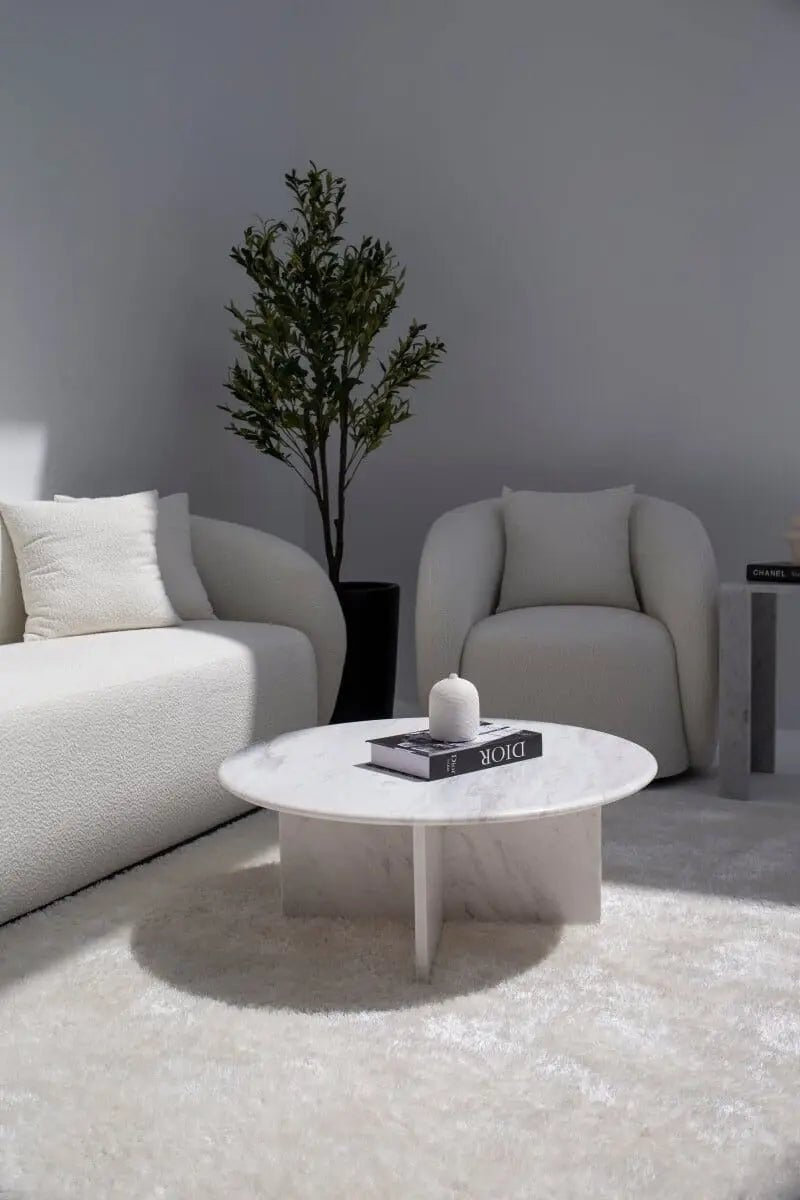 Table basse en marbre Blanc Saphir - Modernista Maroc