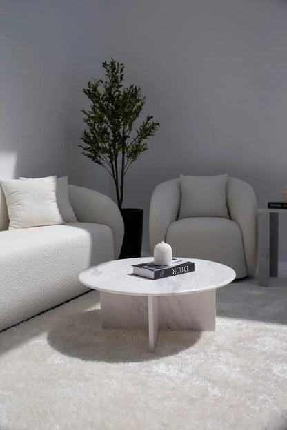 Table basse en marbre Blanc Saphir - Modernista Maroc