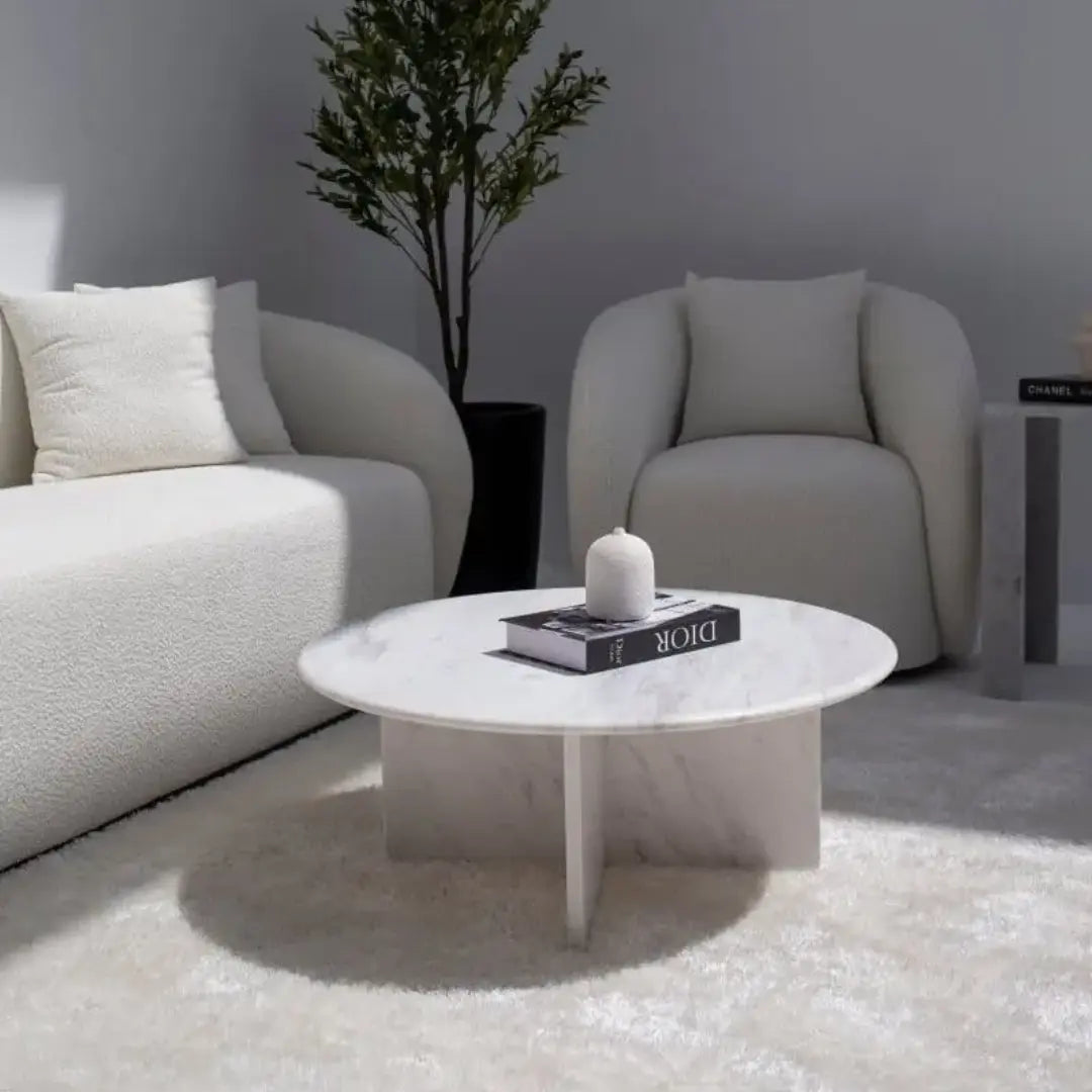 Table basse en marbre Blanc Saphir - Modernista Maroc