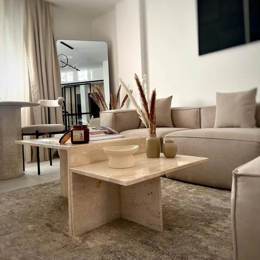 Table basse en travertin Assilah - Modernista Maroc