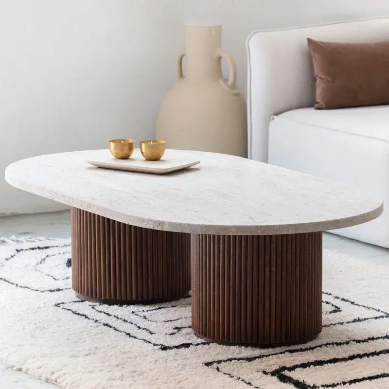 Table Basse en Travertin Diana - Modernista Maroc