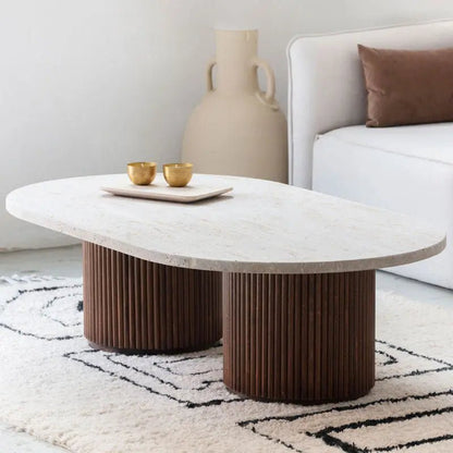 Table Basse en Travertin Diana - Modernista Maroc