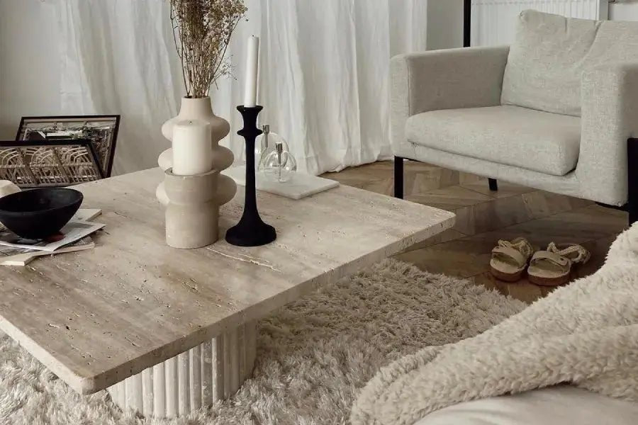 Table basse en Travertin Eros - Modernista Maroc