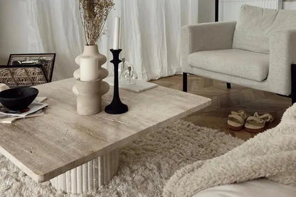 Table basse en Travertin Eros - Modernista Maroc