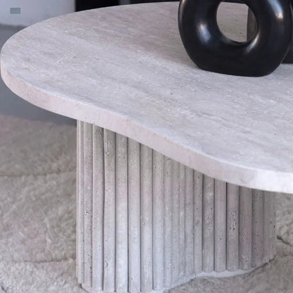 Table Basse en Travertin Jade - Modernista Maroc