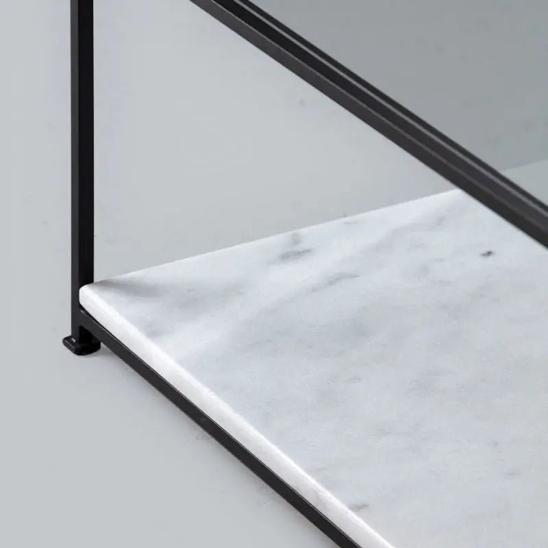 Table Basse en Verre et Marbre Blanc - Modernista Maroc
