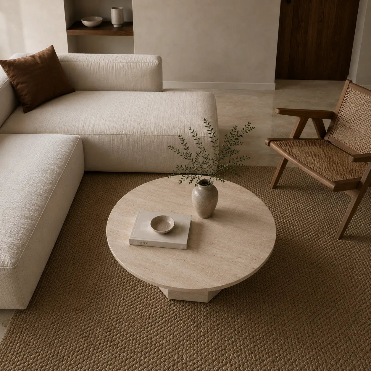 Table Basse Eos en Travertin - Modernista Maroc