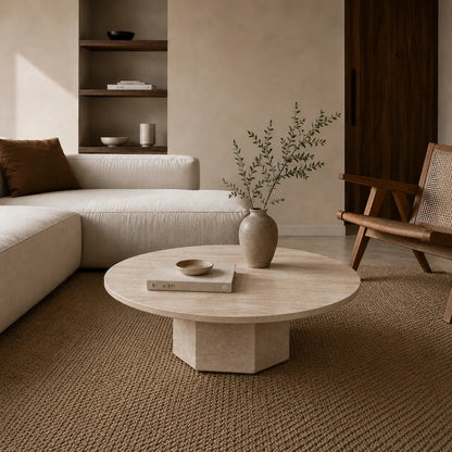 Table Basse Eos en Travertin - Modernista Maroc