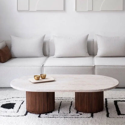 table basse en travertin Ambre - Modernista Maroc