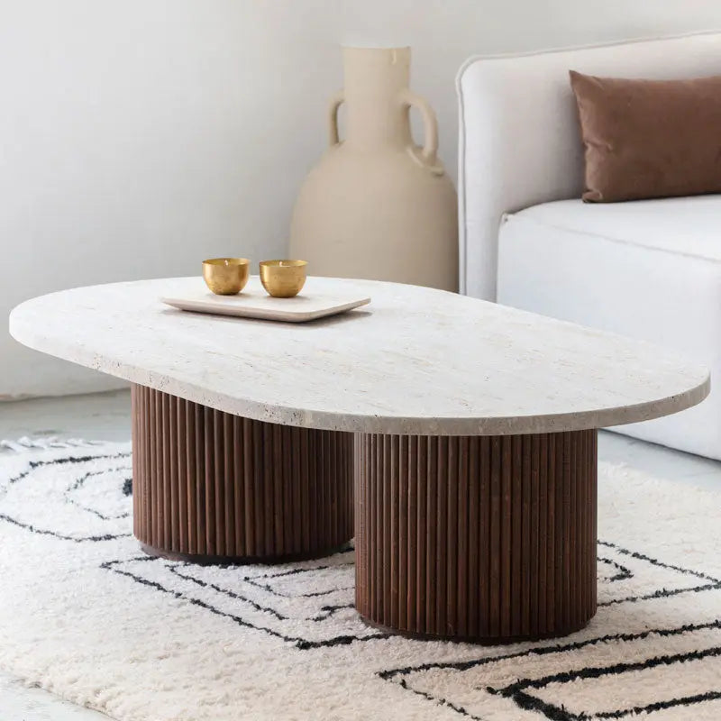 table basse en travertin Ambre - Modernista Maroc