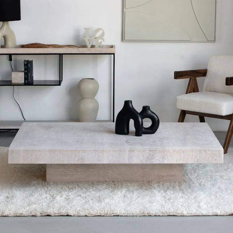 Table Basse en Travertin Oreste - Rectangulaire - Modernista Maroc