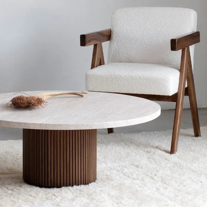 Table Basse Impériale en Travertin - Modernista Maroc