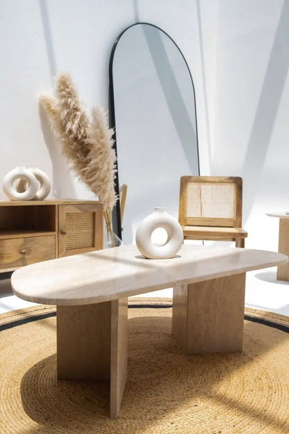 Table basse irrégulière en travertin - Modernista Maroc