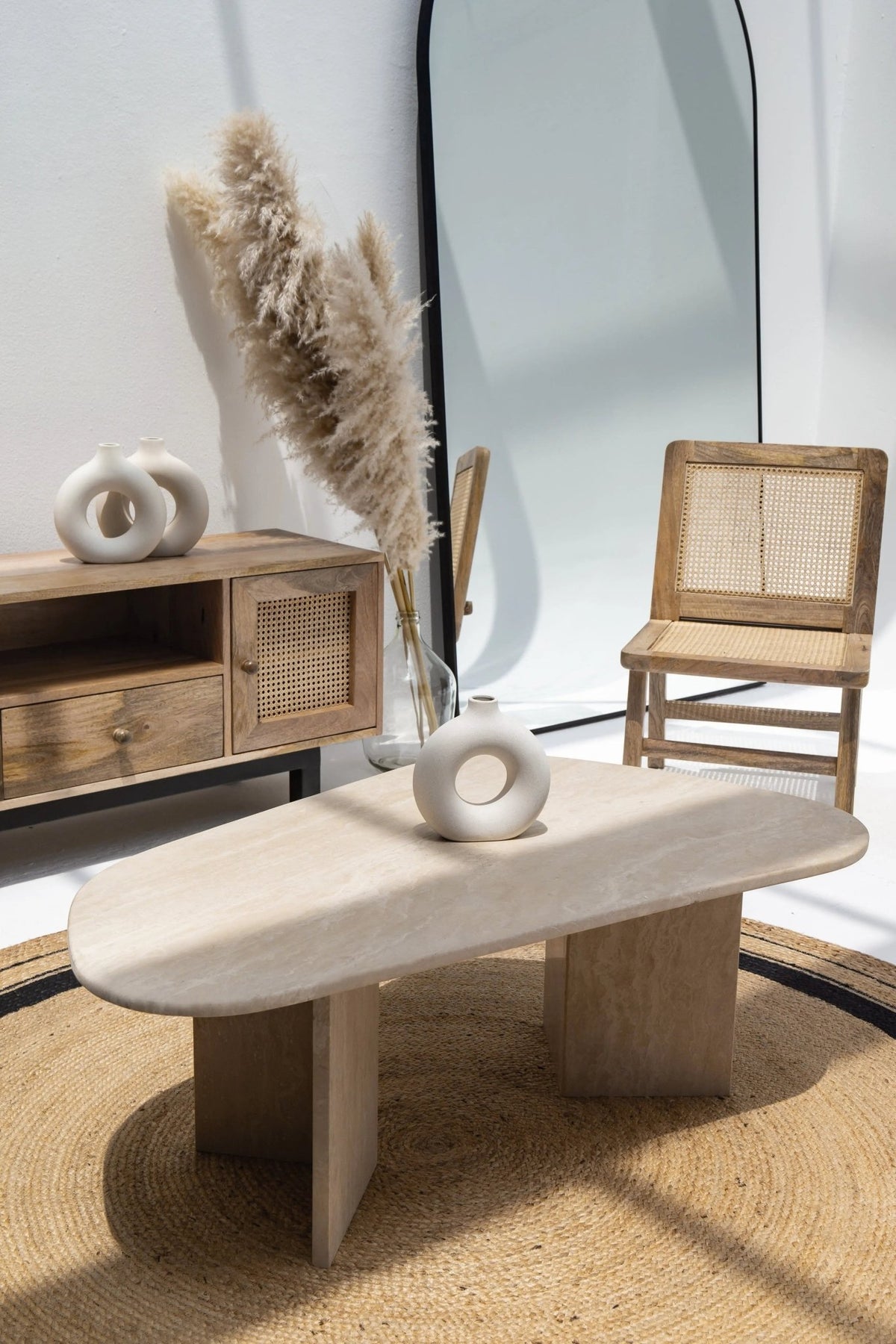 Table basse irrégulière en travertin - Modernista Maroc