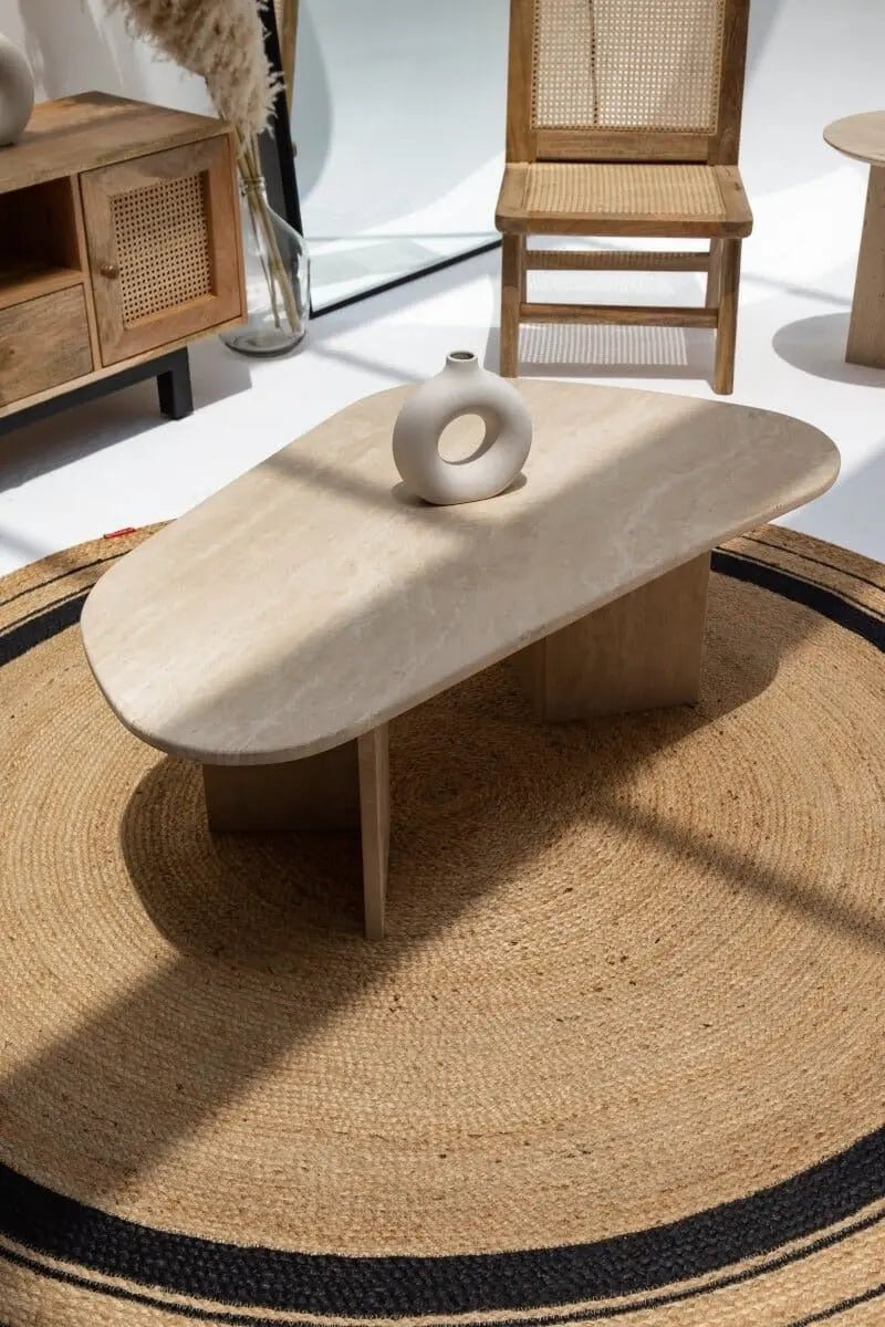 Table basse irrégulière en travertin - Modernista Maroc