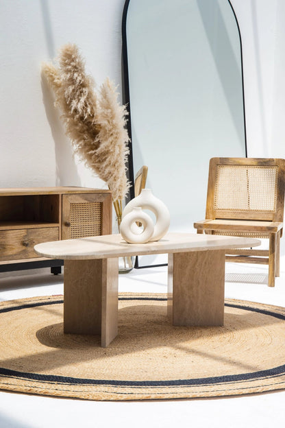 Table basse irrégulière en travertin - Modernista Maroc