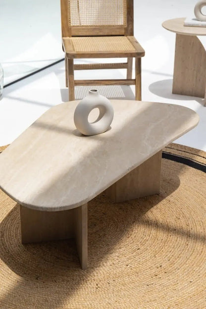 Table basse irrégulière en travertin - Modernista Maroc
