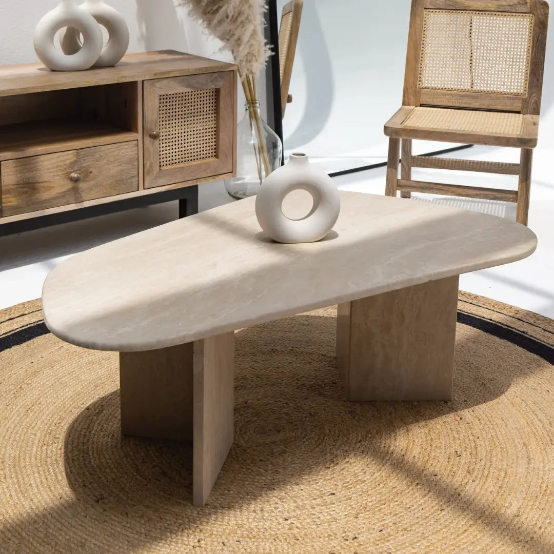 Table basse irrégulière en travertin - Modernista Maroc