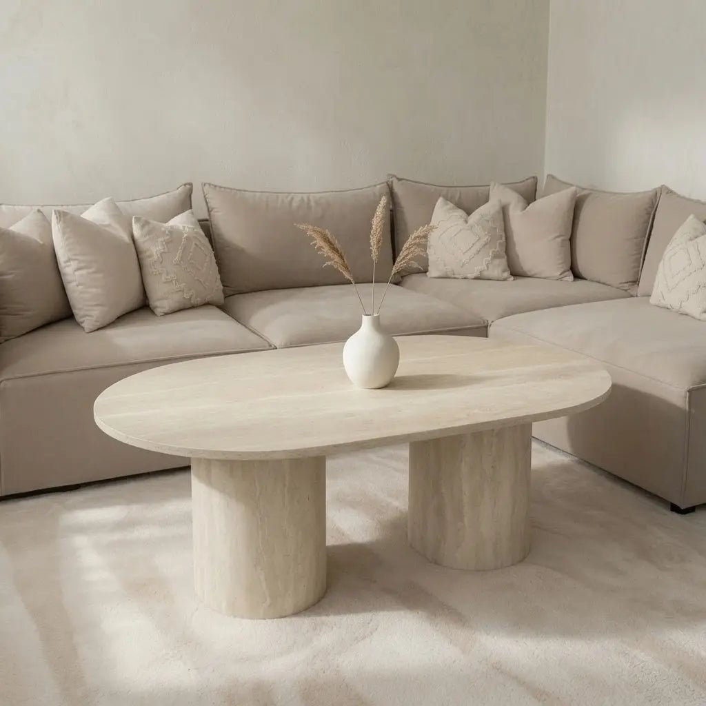 Table basse KYRENE en travertin - Modernista Maroc