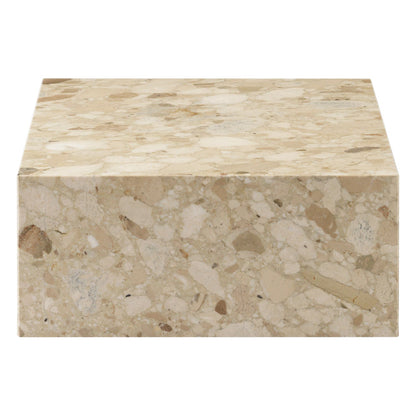 Table basse monolithe en pierre Kunis Breccia, vue de côté