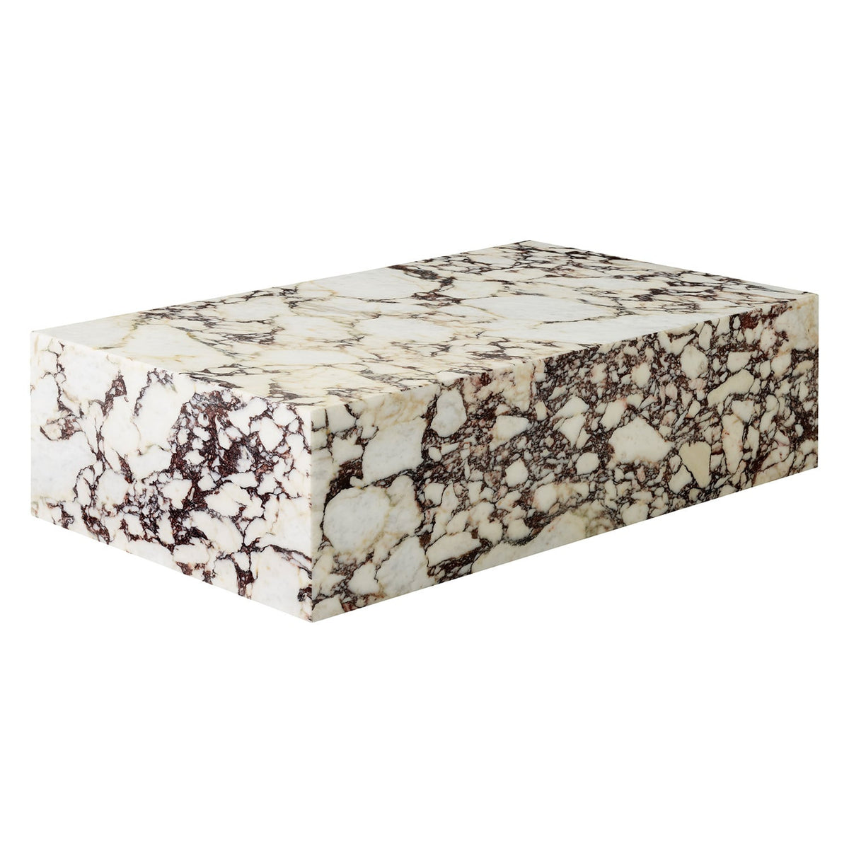 Table basse monolithe en marbre Calacatta Viola